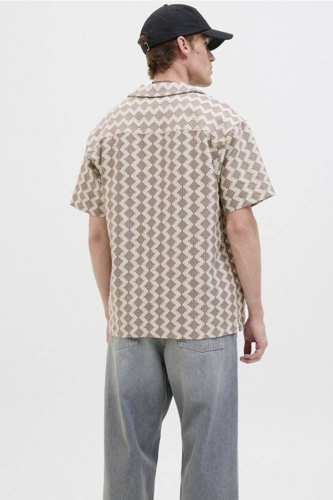 JORSUMMER LUKE TEXTURE RESORT SHIRT 12285392 MOCHA MERINGUE/DIAMOND